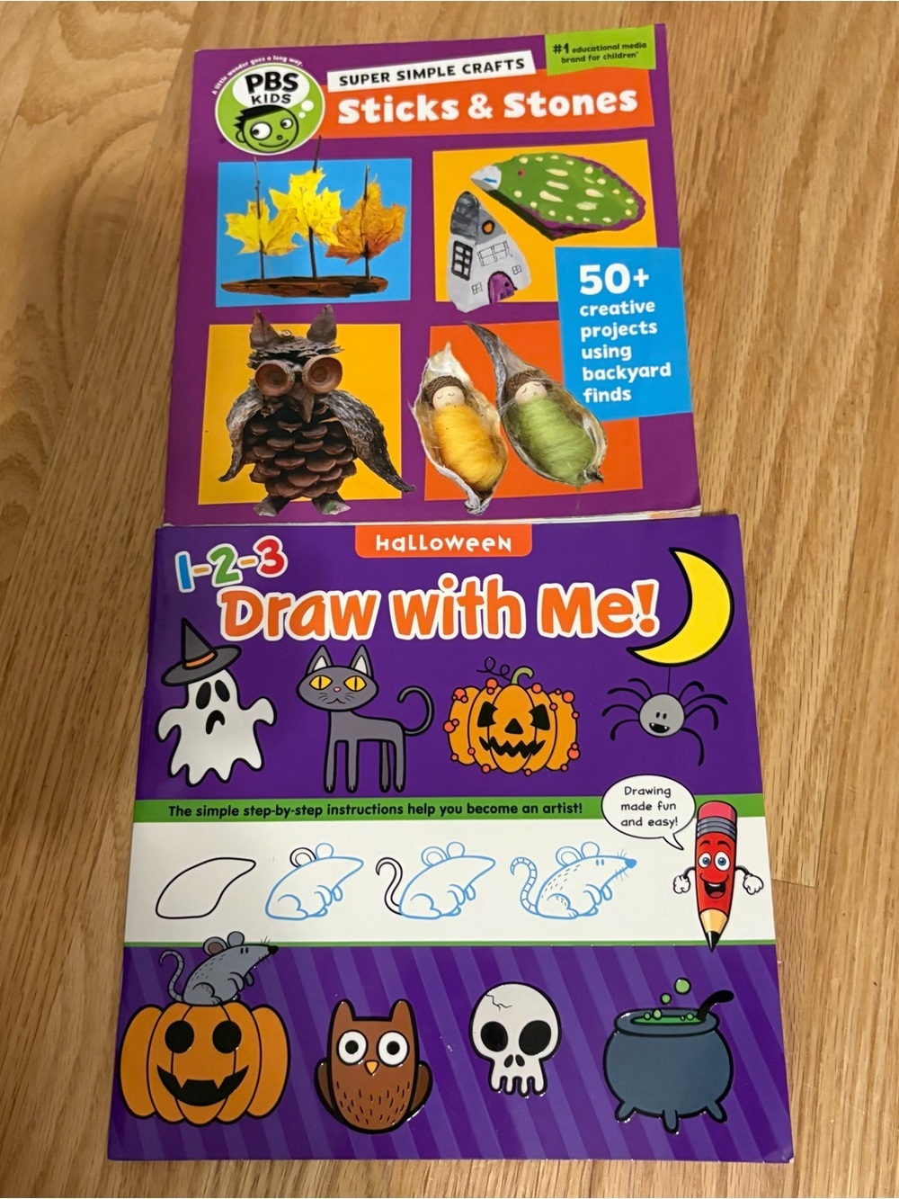 PBS KIDS Halloween 1-2-3 Draw With Me Activity Book Nature Craft Book Bundle NEW
